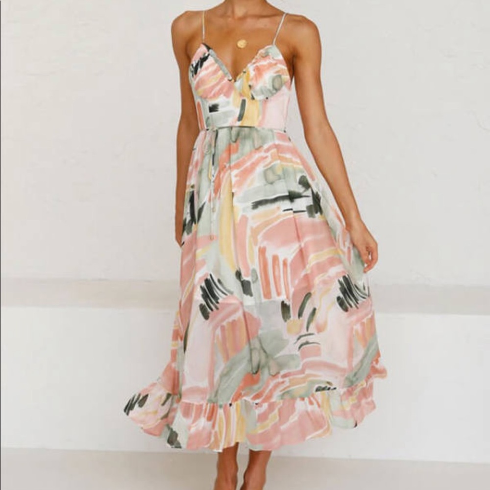 Realyiyi Tropical Print Dress